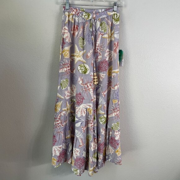 NEW True Destinations Womens XS Coastal Print Tiered Wide Leg Pants Pull On - Picture 7 of 10